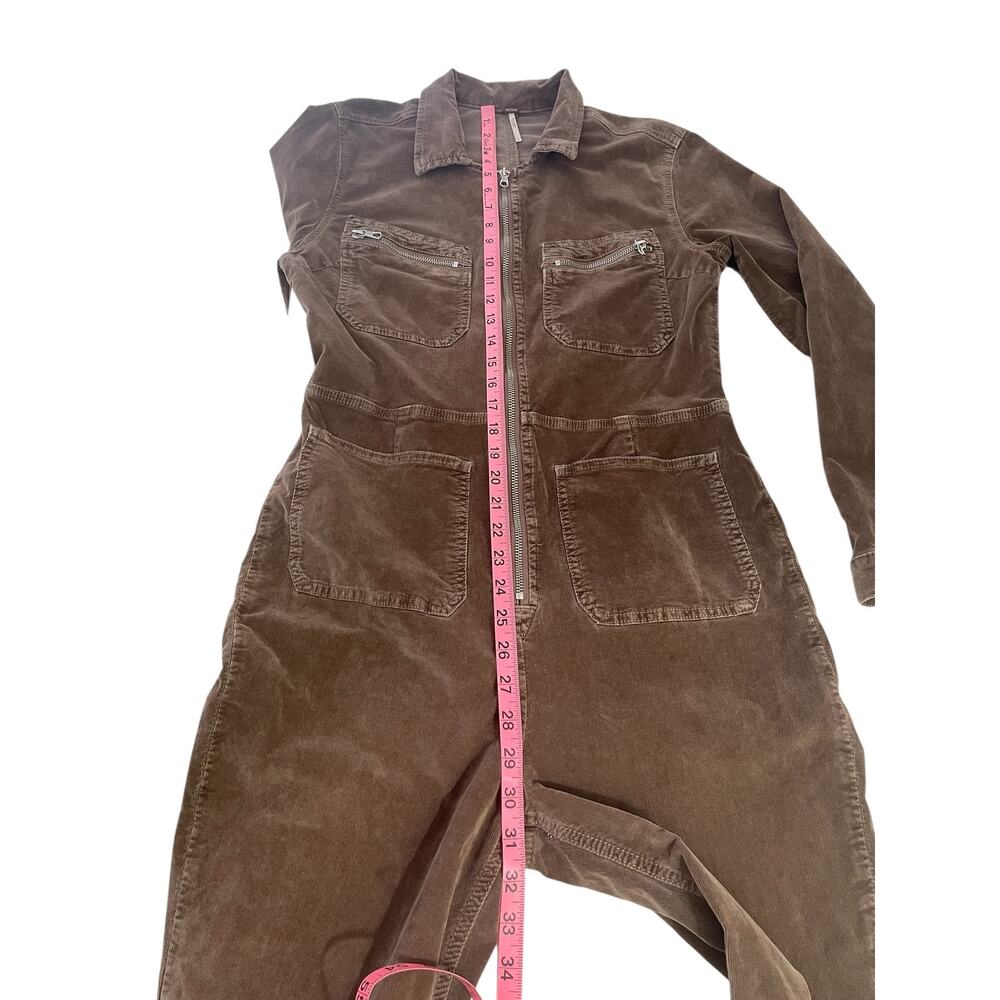 Free People Corduroy Long Sleeve Coverall Jumpsuit Brown Large Utilitarian Retro - Picture 7 of 12